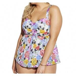 NEW FIT 4 U flower child tankini top - plus in multi